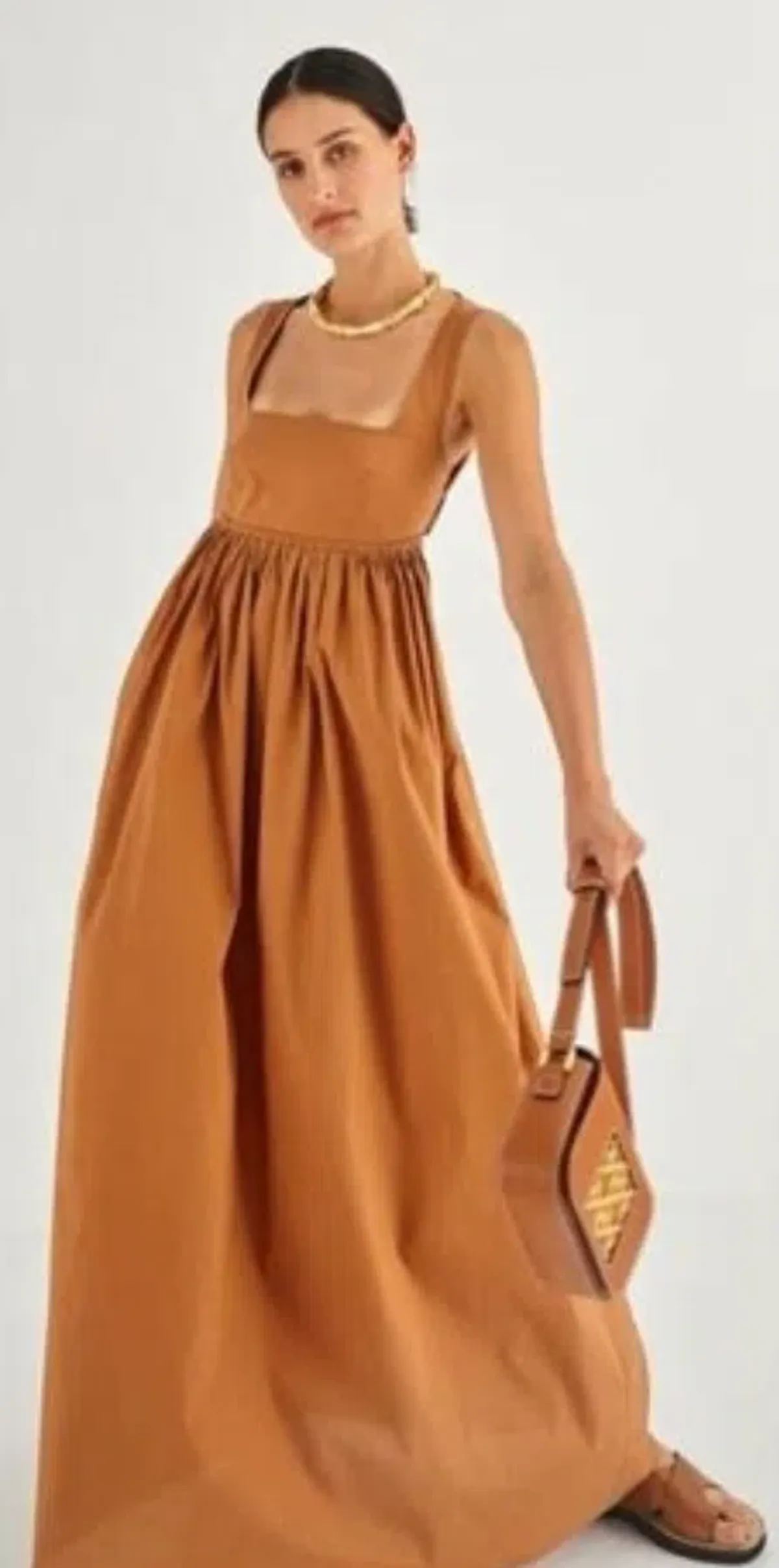 Oroton Maxi Strappy Sundress Gingerbread Size 6 for rent on The Volte - main image