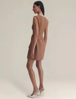 Scanlan Theodore Crepe Knit Cap Sleeve Mini Dress Spice Size XS for rent on The Volte - image 3