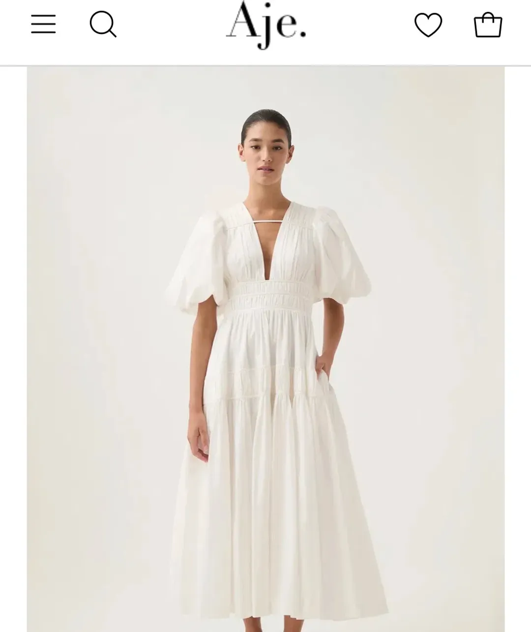 AJE NEW - FALLINGWATER RUCHED WHITE MIDI DRESS Size:12 for rent on The Volte - main image