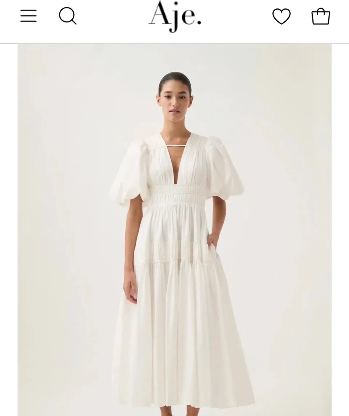 AJE NEW - FALLINGWATER RUCHED WHITE MIDI DRESS Size:12 - Image 3