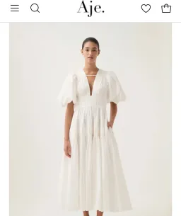 AJE NEW - FALLINGWATER RUCHED WHITE MIDI DRESS Size:12 for rent on The Volte - image 3