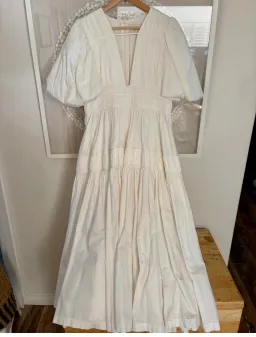 AJE NEW - FALLINGWATER RUCHED WHITE MIDI DRESS Size:12 for rent on The Volte - image 5
