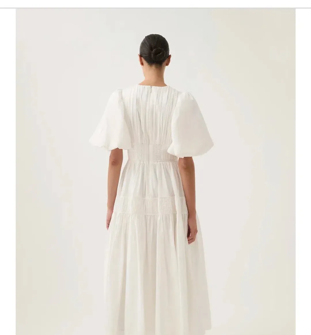 AJE NEW - FALLINGWATER RUCHED WHITE MIDI DRESS Size:12 for rent on The Volte - main image