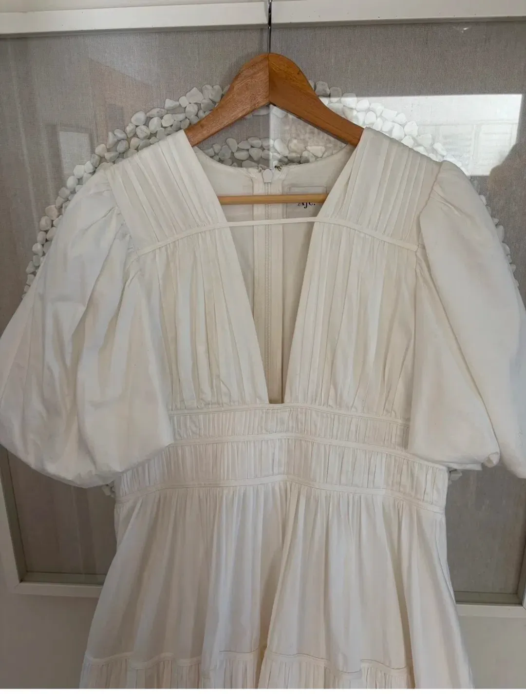 AJE NEW - FALLINGWATER RUCHED WHITE MIDI DRESS Size:12 for rent on The Volte - main image