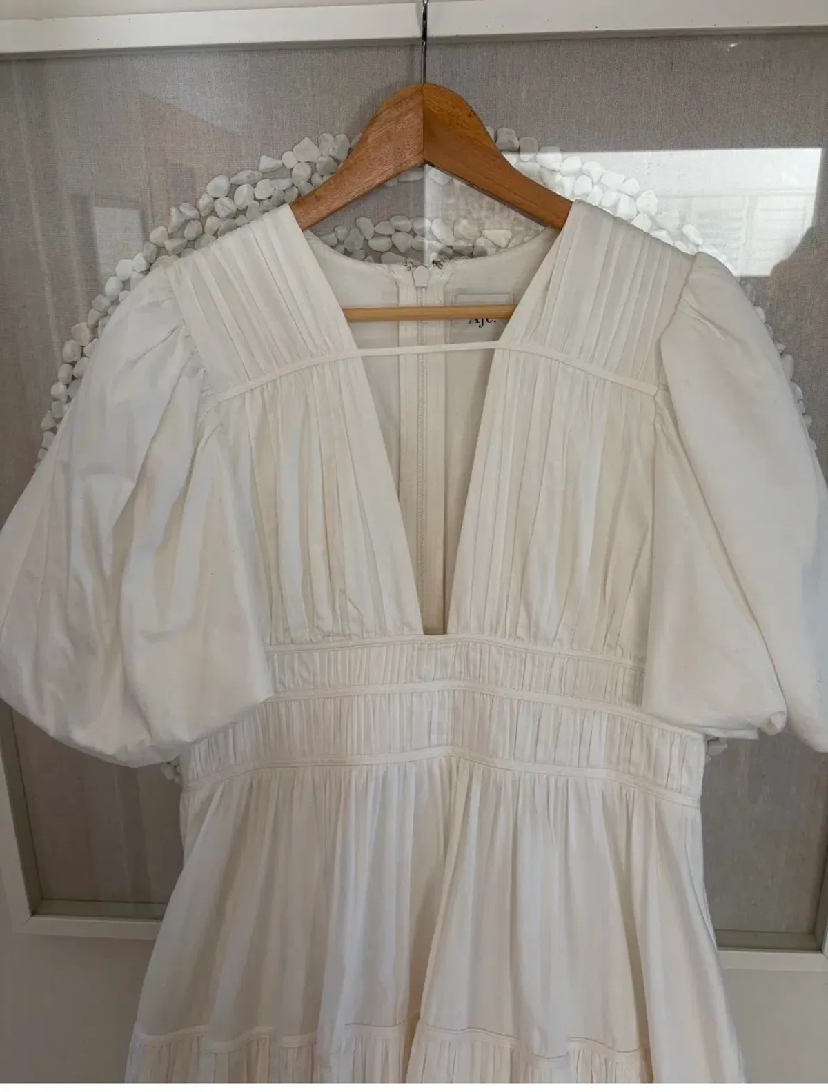 AJE NEW - FALLINGWATER RUCHED WHITE MIDI DRESS Size:12 - Image 6