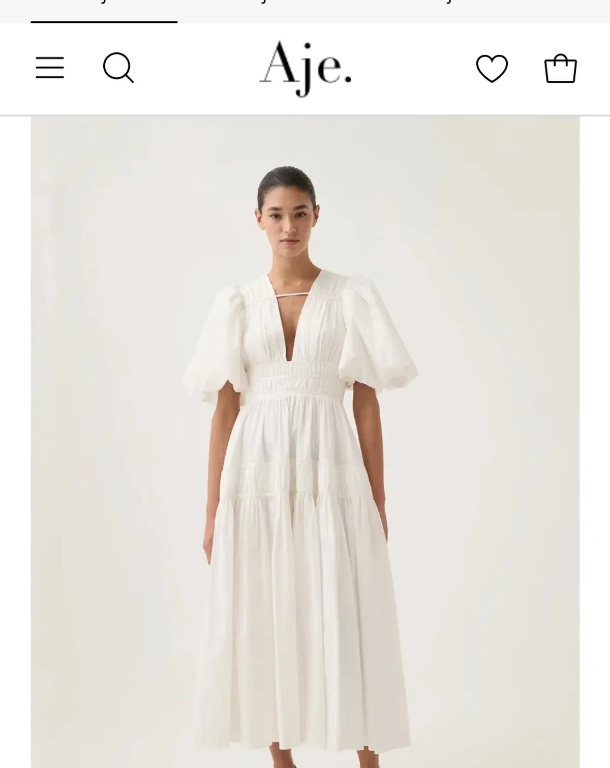 AJE NEW - FALLINGWATER RUCHED WHITE MIDI DRESS Size:12 for rent on The Volte - main image