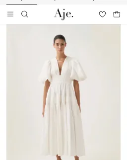 AJE NEW - FALLINGWATER RUCHED WHITE MIDI DRESS Size:12 for rent on The Volte - image 1