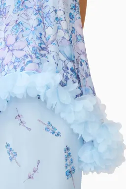 Elliatt Tulsia Floral Cape Maxi Dress in Blue Size S/AU 8 for rent on The Volte - image 4