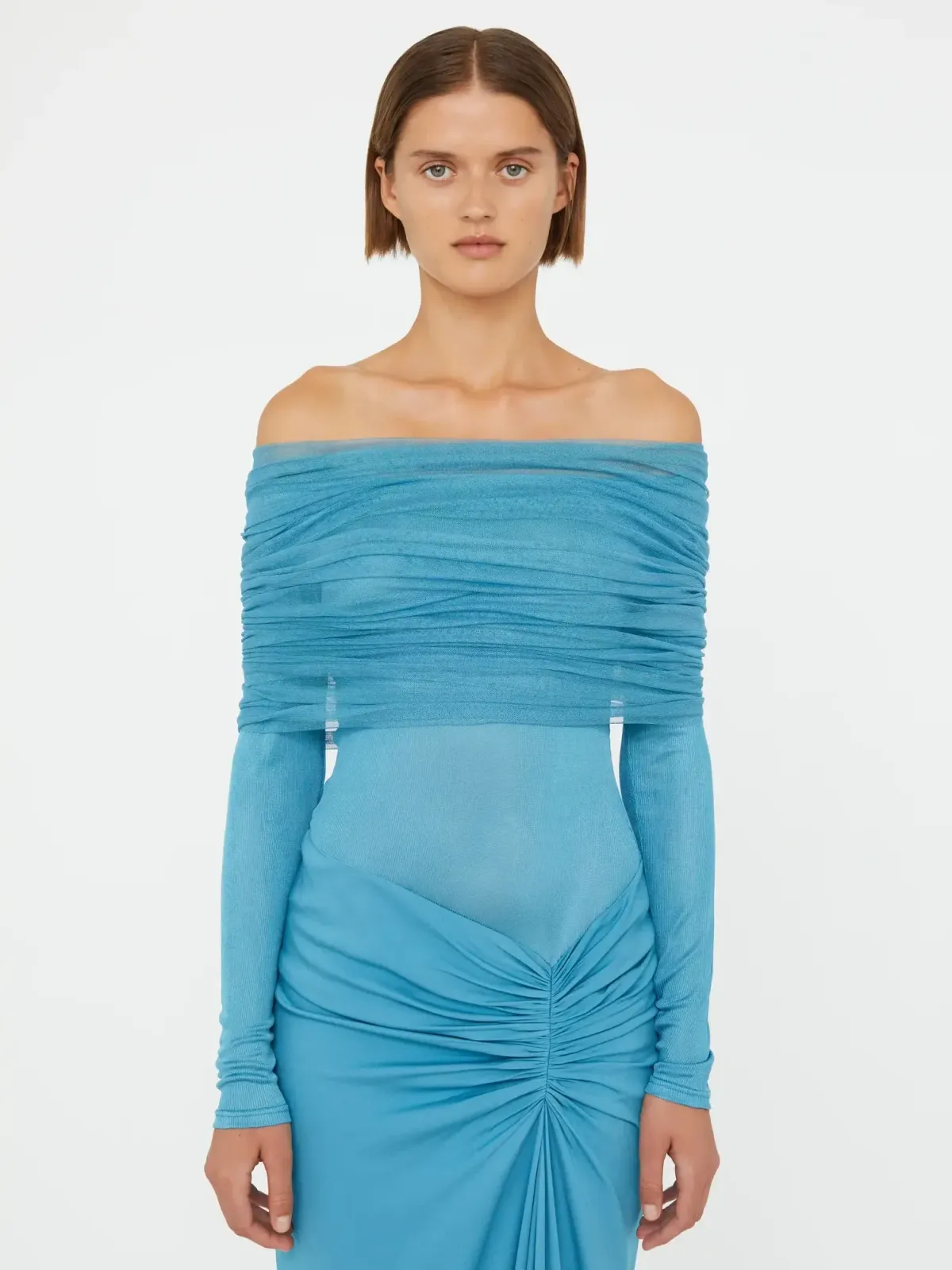 Sonora Veiled Long Sleeve Ruched Dress - Image 1