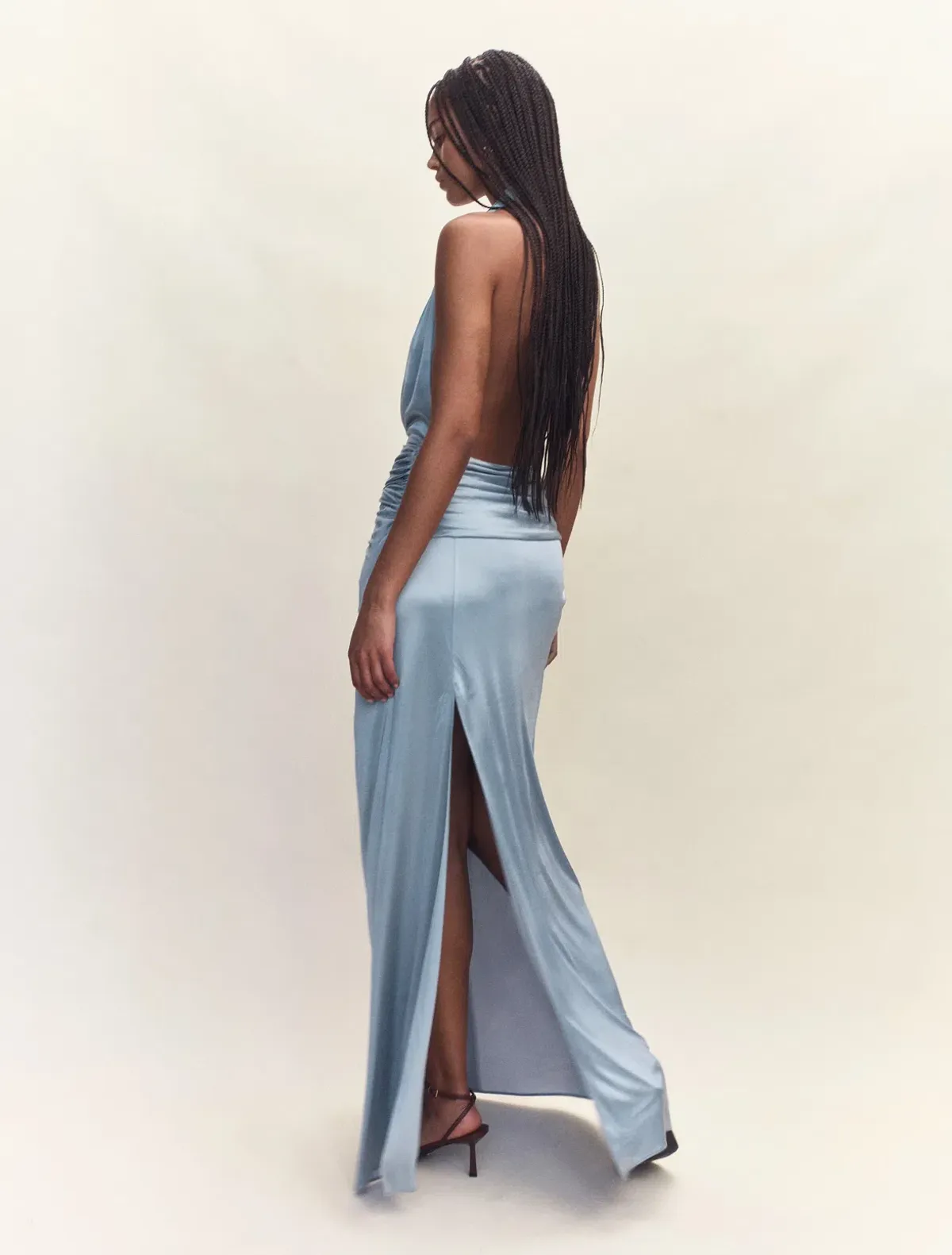 Courtney Zheng Selene Plunge Jersey Gown Blue size 8 - Image 3