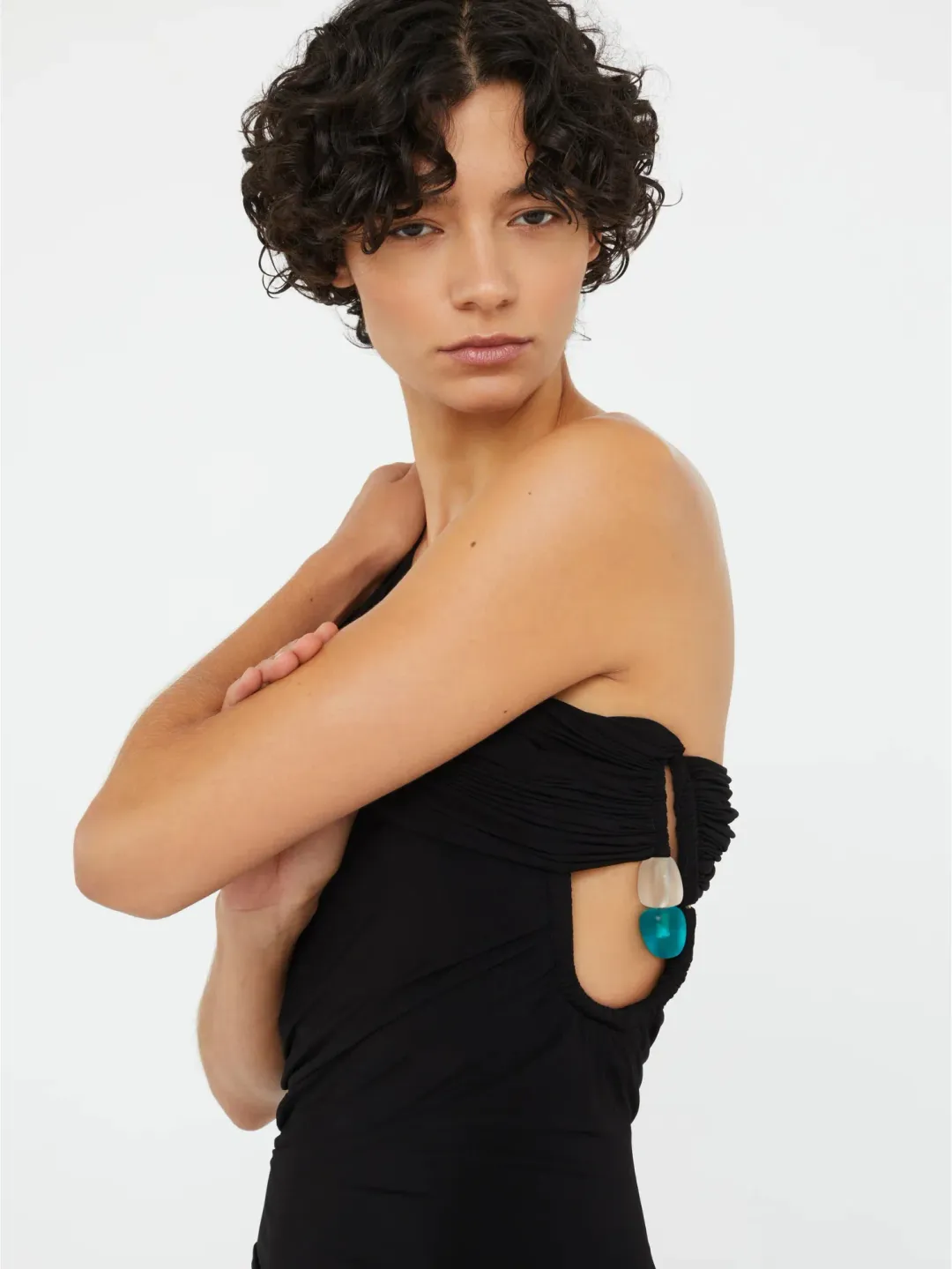 Beach Glass Draped Jersey Strapless Dress for rent on The Volte - main image
