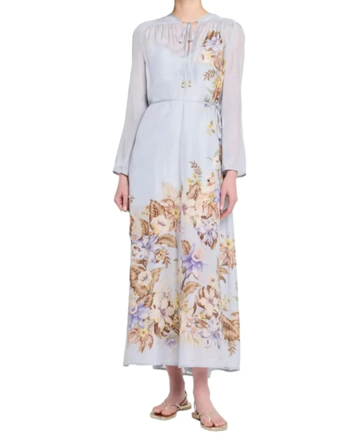 🩵 Zimmermann Coco Billow Maxi Dress Size 4 / AU 16 Silk Powder Blue Floral Print 🩵 - Image 6