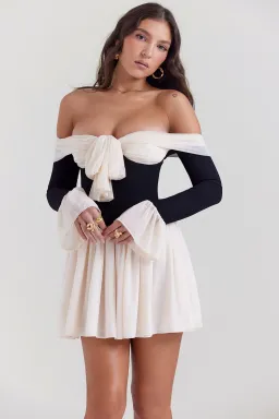 House of CB Alana Black & White Off Shoulder Dress Size S for rent on The Volte - image 4
