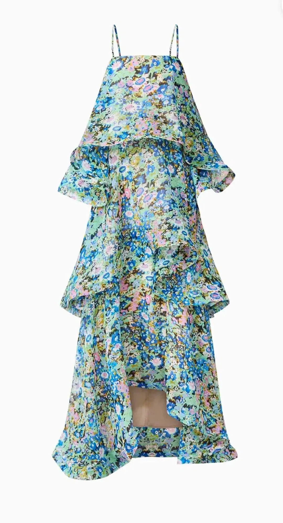Elliatt Armani tiered maxi dress in blue floral for rent on The Volte - main image