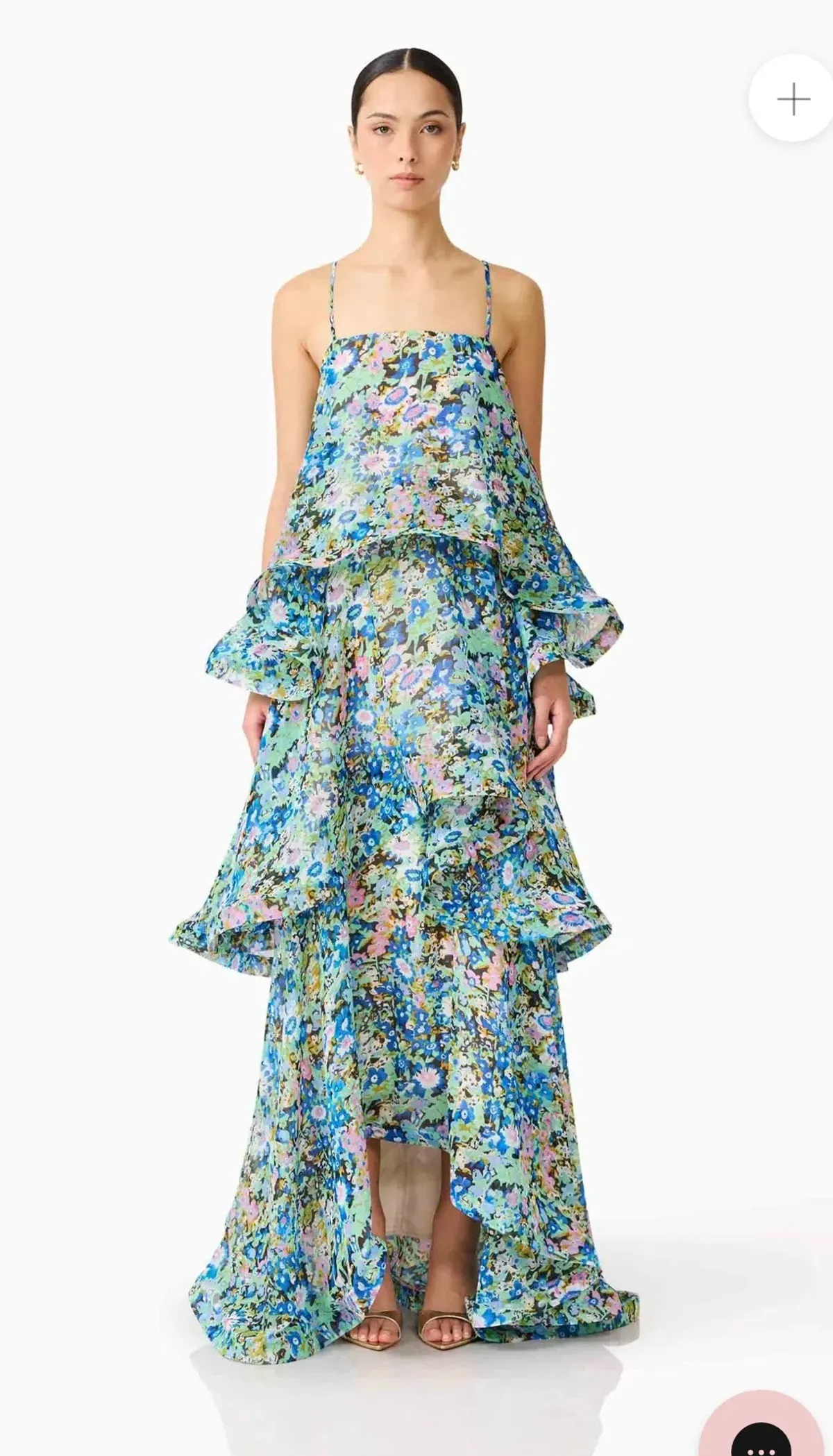 Elliatt Armani tiered maxi dress in blue floral - Image 1
