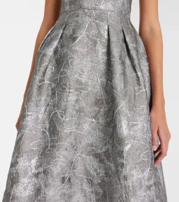 Rebecca Vallance Sterling Metallic-Effect Jacquard Cocktail Dress Silver Size 16 for rent on The Volte - image 2