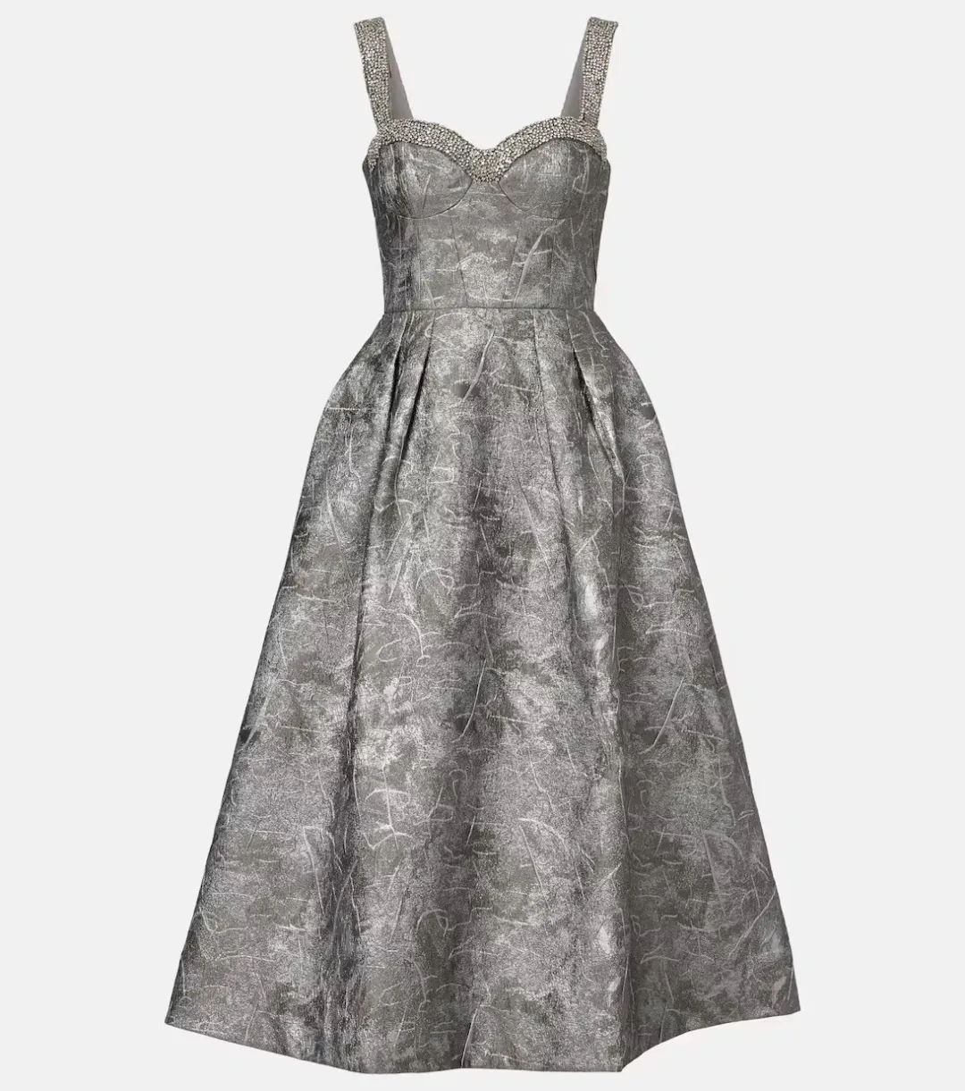 Rebecca Vallance Sterling Metallic-Effect Jacquard Cocktail Dress Silver Size 16 for rent on The Volte - main image