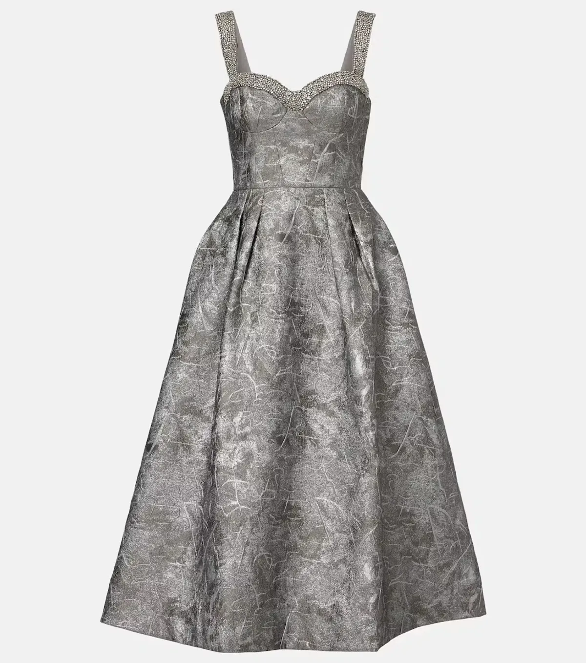 Rebecca Vallance Sterling Metallic-Effect Jacquard Cocktail Dress Silver Size 16 - Image 6