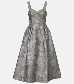 Rebecca Vallance Sterling Metallic-Effect Jacquard Cocktail Dress Silver Size 16 for rent on The Volte - image 6