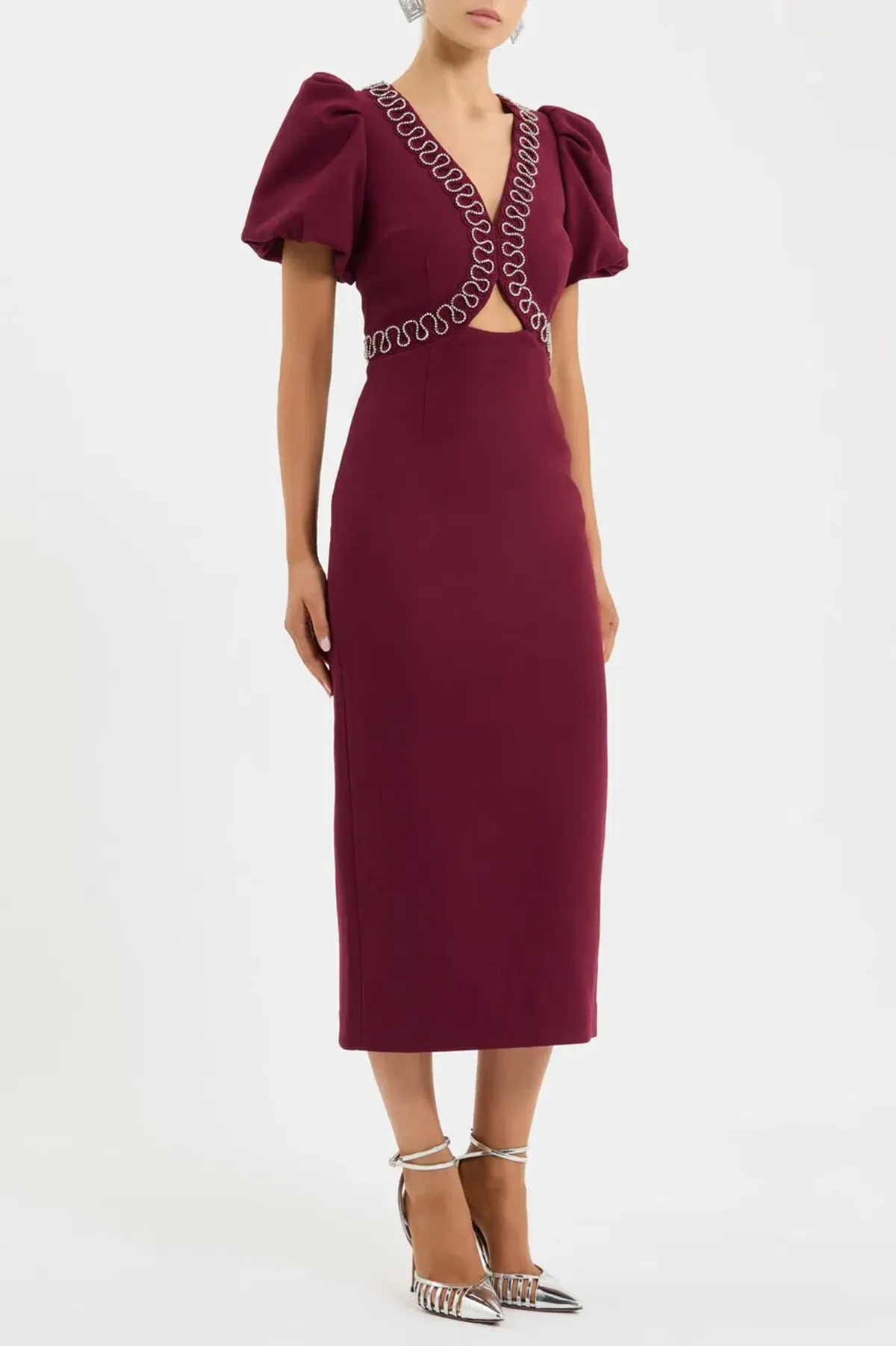 Rebecca Vallance Cava Midi Dress Wine Size 12 - Image 3