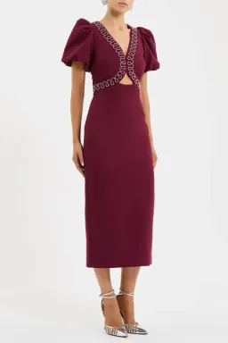 Rebecca Vallance Cava Midi Dress Wine Size 12 for rent on The Volte - image 3