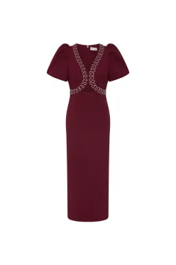 Rebecca Vallance Cava Midi Dress Wine Size 12 for rent on The Volte - image 4