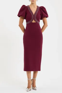 Rebecca Vallance Cava Midi Dress Wine Size 12 for rent on The Volte - image 1
