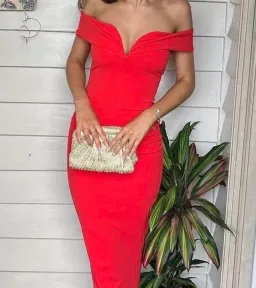 Nookie Off the Shoulder Gown - Red - XS for rent on The Volte - image 1