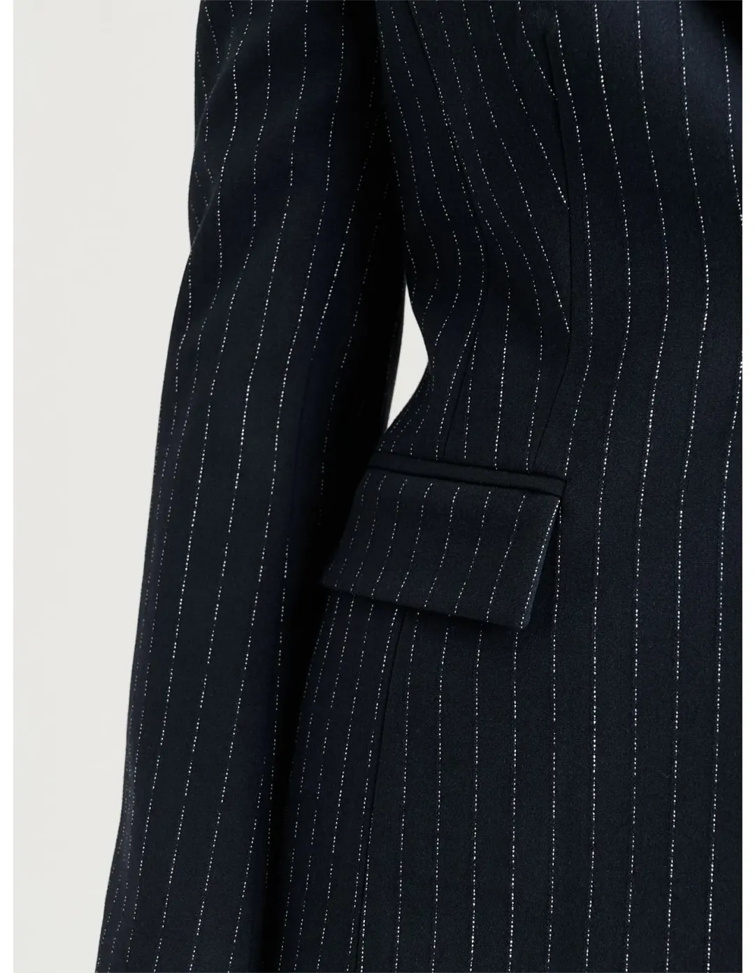 Veronika Maine Navy Pinstripe Fitted Blazer Size 12 AU for rent on The Volte - main image