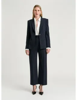 Veronika Maine Navy Pinstripe Fitted Blazer Size 12 AU for rent on The Volte - image 2