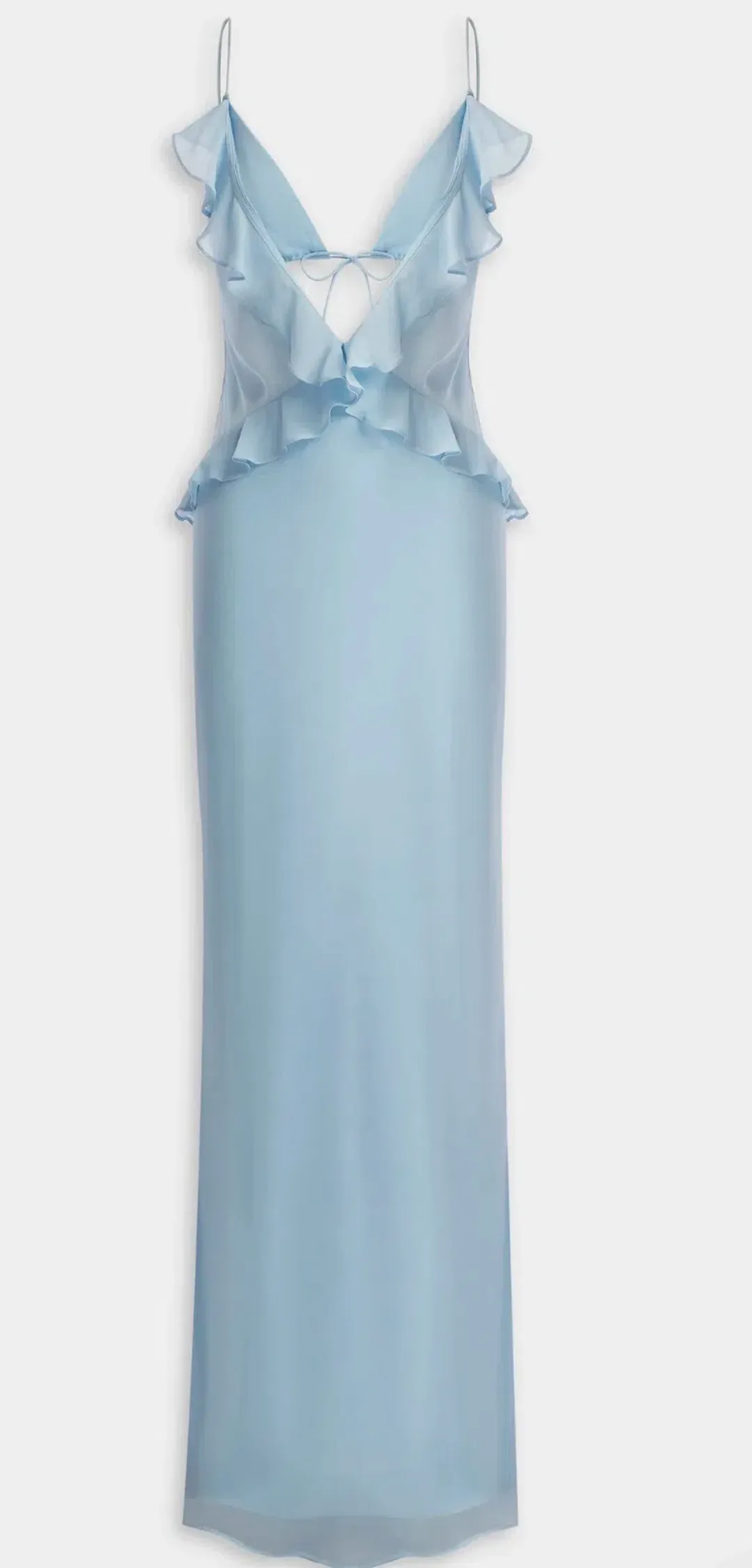 Venroy - Silk Bralette Ruffle Maxi Dress for rent on The Volte - main image