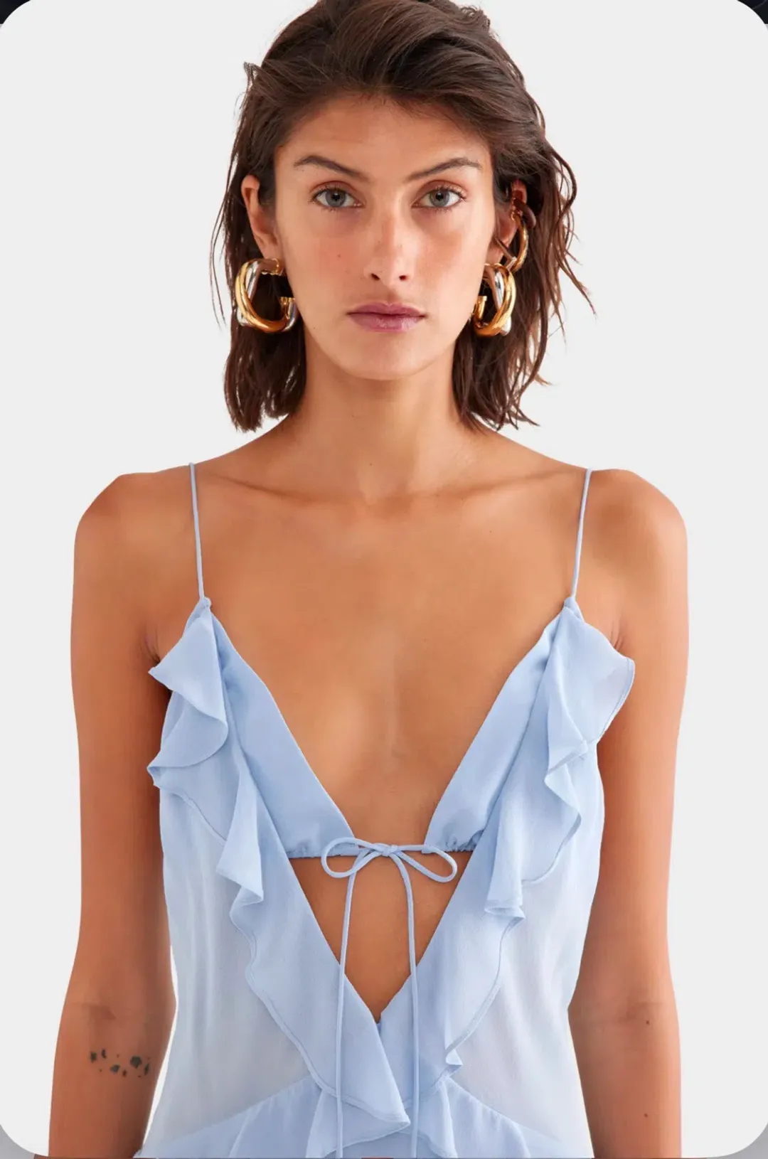 Venroy - Silk Bralette Ruffle Maxi Dress for rent on The Volte - main image