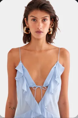 Venroy - Silk Bralette Ruffle Maxi Dress for rent on The Volte - image 2