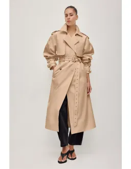AJE STUDIO Aston Long Belted Trench Coat Size 10 Sandstone for rent on The Volte - image 2