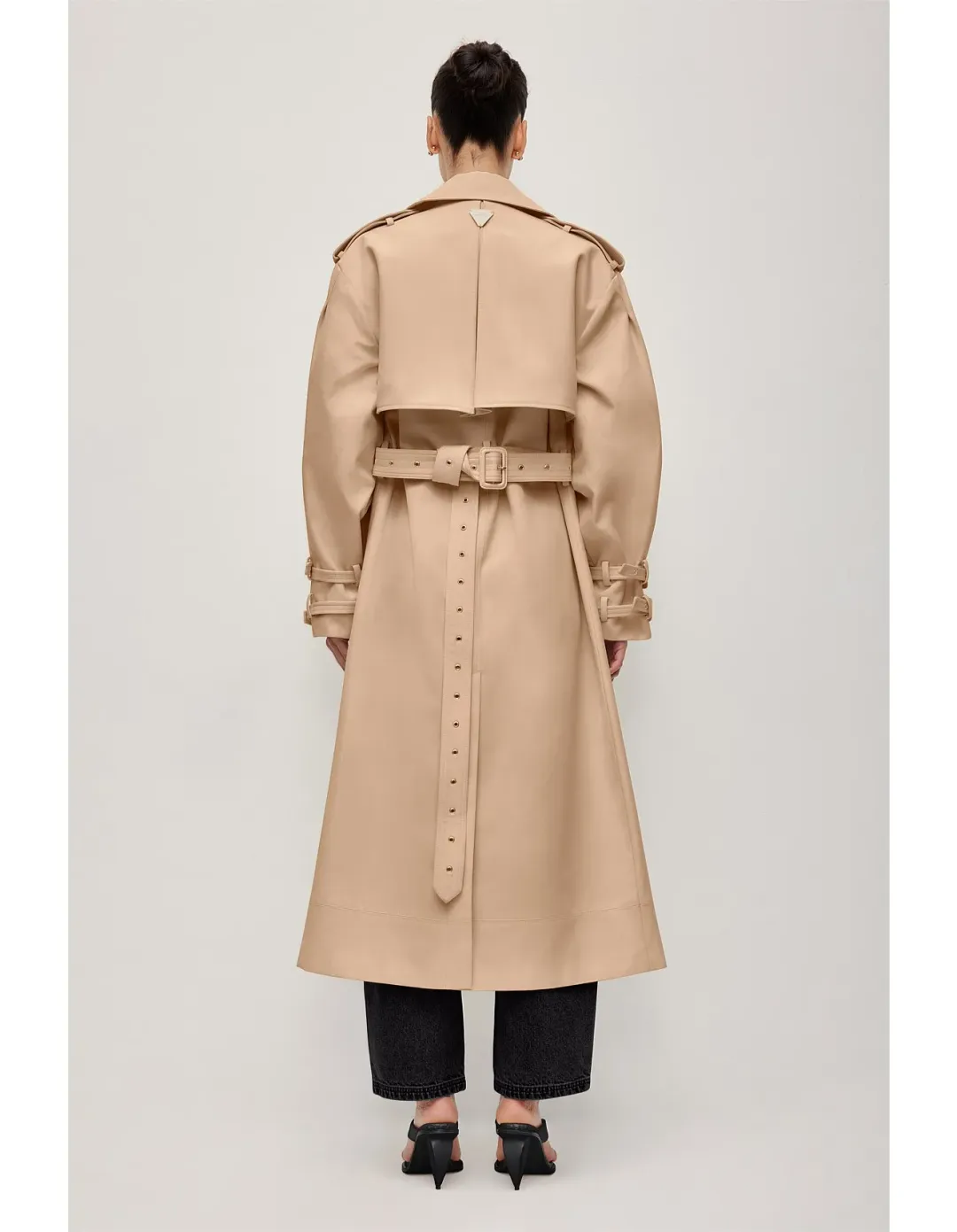 AJE STUDIO Aston Long Belted Trench Coat Size 10 Sandstone for rent on The Volte - main image