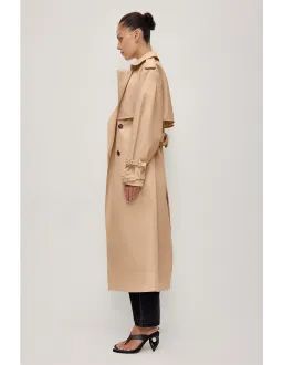 AJE STUDIO Aston Long Belted Trench Coat Size 10 Sandstone for rent on The Volte - image 3