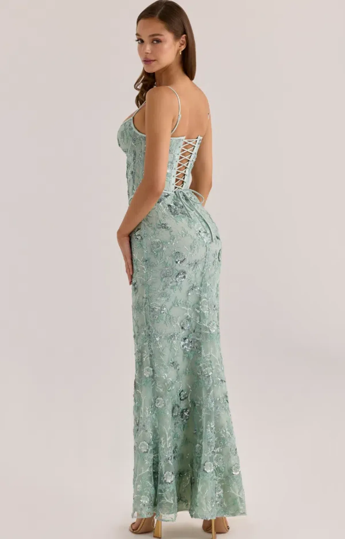 House of CB Naima jade hand beaded embellished corset maxi dress Regular Cup Size M - Image 2