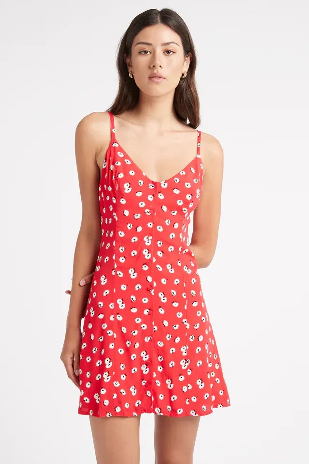 Kookaï Ivy Button Mini Dress Red Size 6 for rent on The Volte - main image