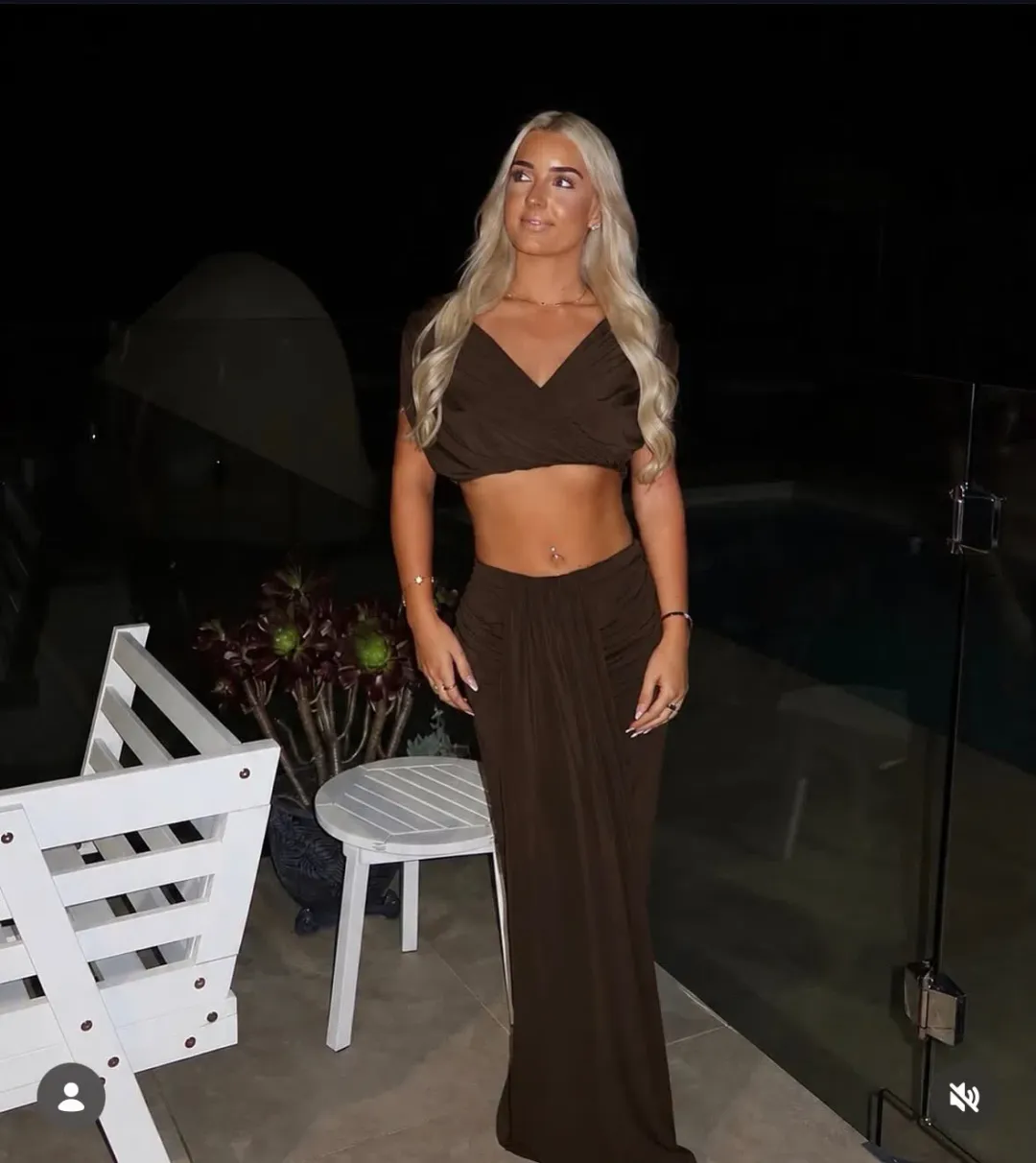 Benni Celia Top & Skirt Set Chocolate Brown Size 10 for rent on The Volte - main image