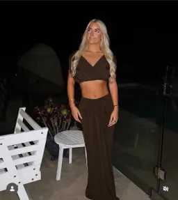 Benni Celia Top & Skirt Set Chocolate Brown Size 10 for rent on The Volte - image 1