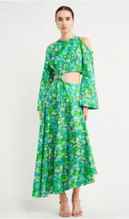 Alemais Cassandra Green Floral Cut Out Midi Dress Size 6 for rent on The Volte - image 2