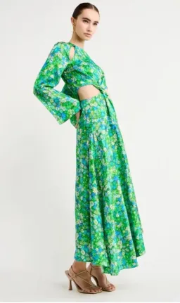 Alemais Cassandra Green Floral Cut Out Midi Dress Size 6 for rent on The Volte - image 1