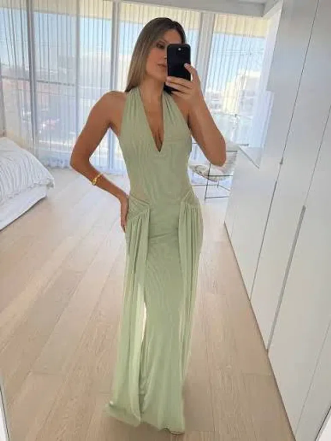 Bec & Bridge Juniper Halter Maxi Dress in Pistachio Size 8 for rent on The Volte - main image