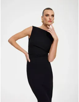 Effie Kats Verona Stretch Crepe Floor Length Gown Size 10 AU Black for rent on The Volte - image 3