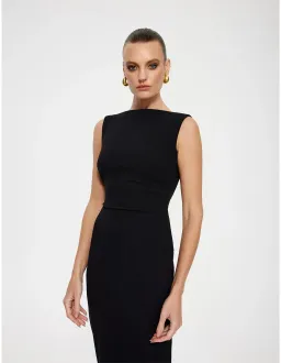 Effie Kats Verona Stretch Crepe Floor Length Gown Size 10 AU Black for rent on The Volte - image 2
