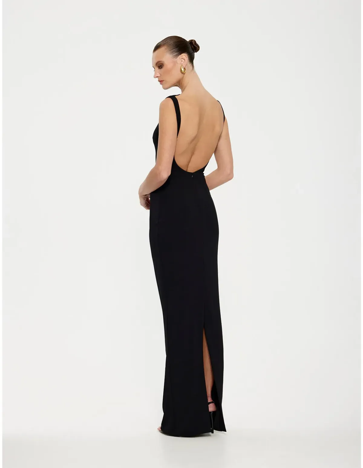 Effie Kats Verona Stretch Crepe Floor Length Gown Size 10 AU Black - Image 4