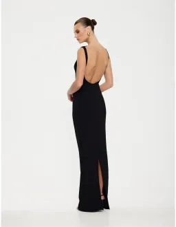 Effie Kats Verona Stretch Crepe Floor Length Gown Size 10 AU Black for rent on The Volte - image 4