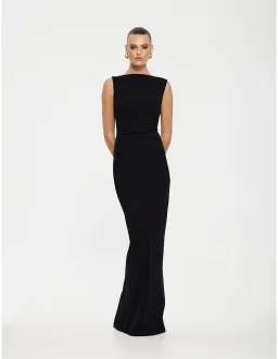 Effie Kats Verona Stretch Crepe Floor Length Gown Size 10 AU Black for rent on The Volte - image 1