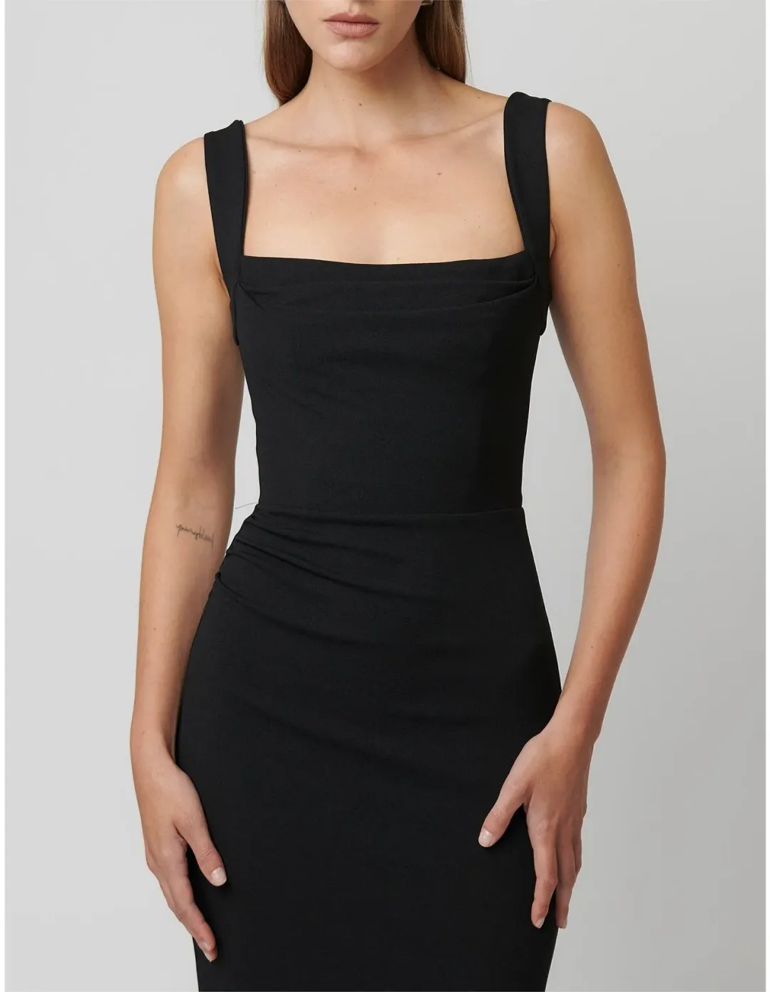 Effie Kats Marbella Soft Crepe Floor Length Gown Size 10 AU Black for rent on The Volte - main image