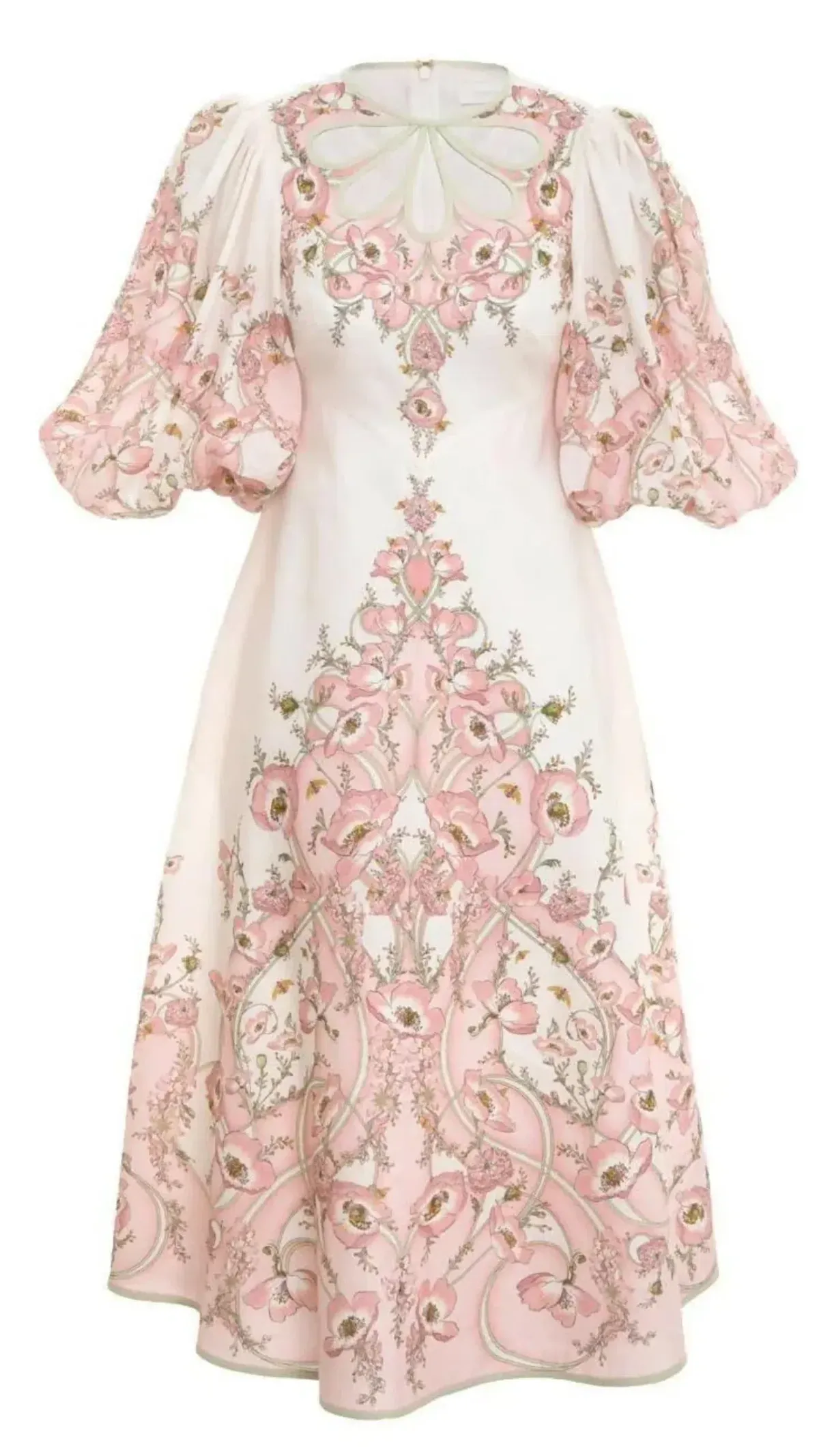 Zimmermann Jeannie Keyhole Midi Dress in Pink Poppy - Image 1